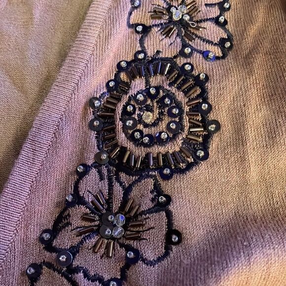 EUC Luciano Dante Tie Cardigan with a Floral Beaded Pattern Size S - Picture 6 of 8